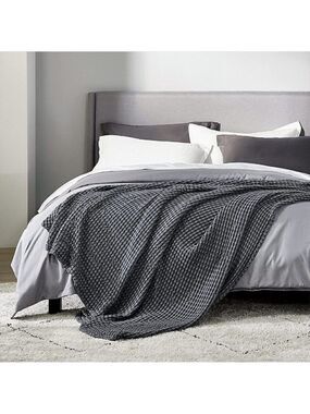 Cotton Waffle Weave Bamboo Blanket King Size Gray Soft Lightweight Bed Blanket